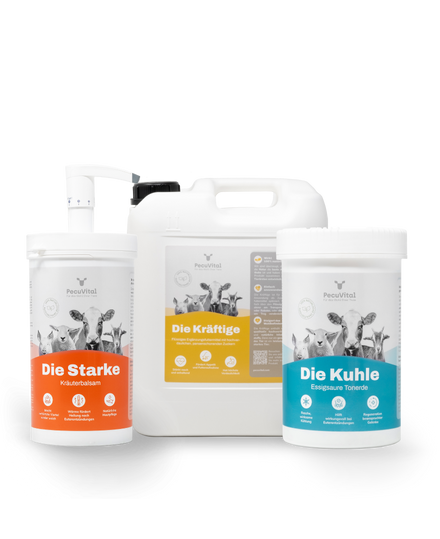 PecuVital Mastitis Paket Die Starke Kräuterbalsam Die Kräftige Die Kuhle essigsaure Tonerde für Kühe